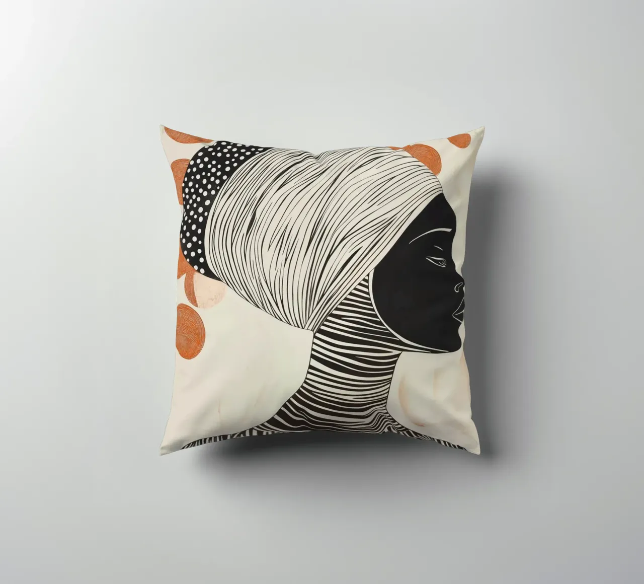 Donna africana con risograph a pois cuscino da Autofocus