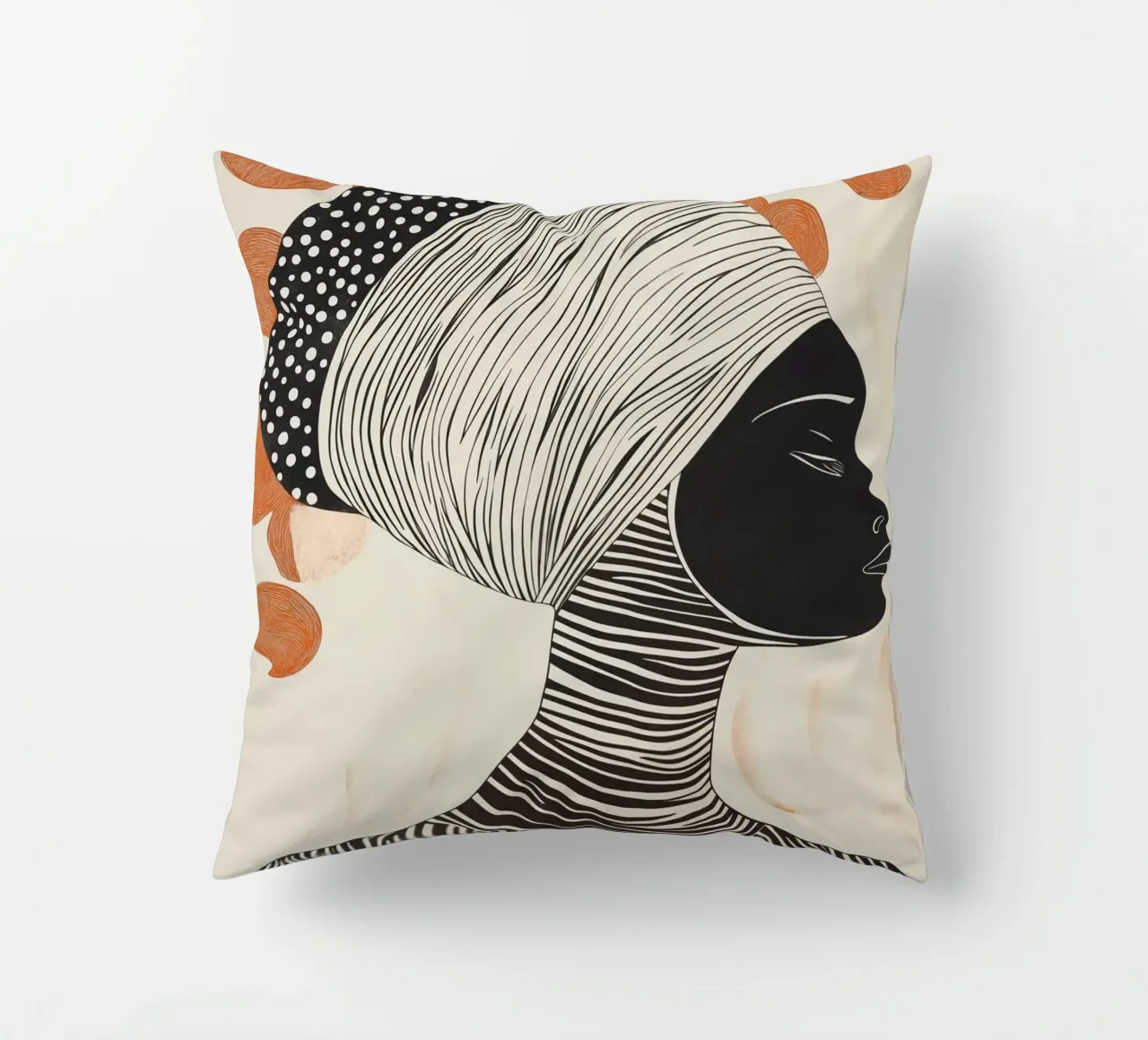 Donna africana con risograph a pois cuscino da Autofocus