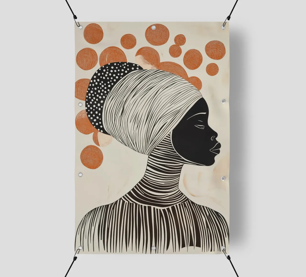 Donna africana con risograph a pois telo in pvc da Autofocus