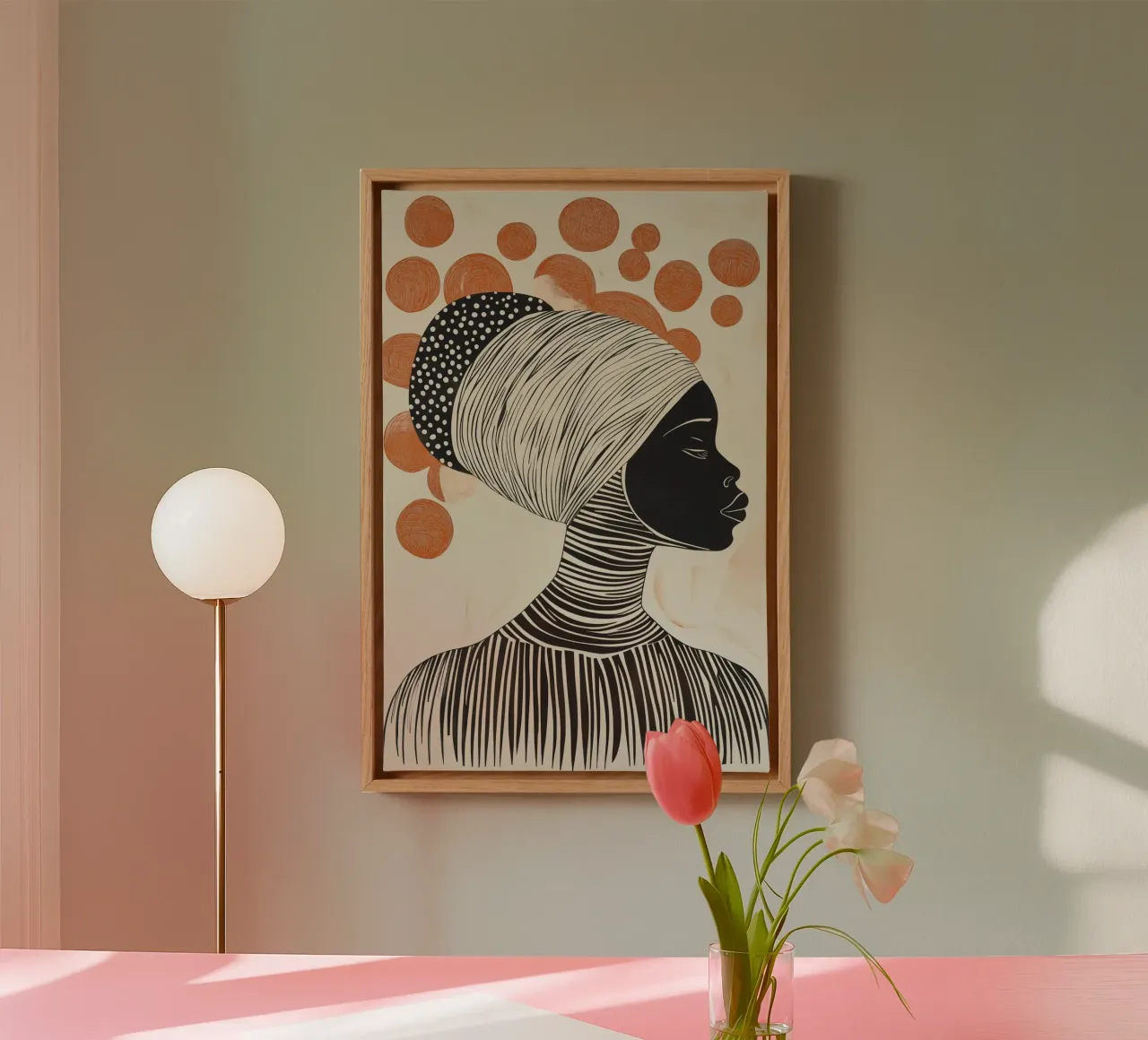 Donna africana con risograph a pois tela con Cornice a cassetta da Autofocus