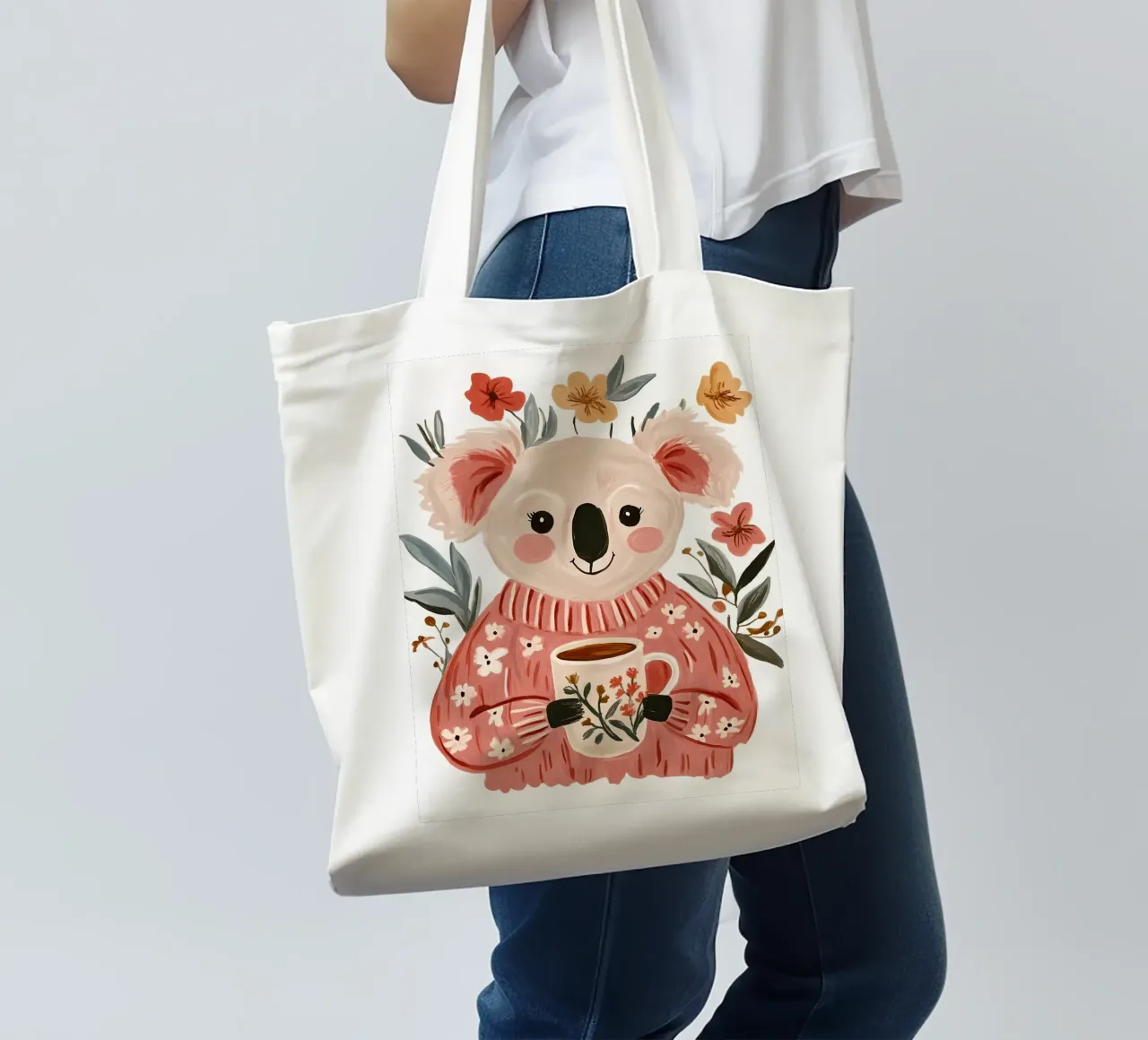 Simpatico Koala con tazza borsa in juta da IamHomeStudio