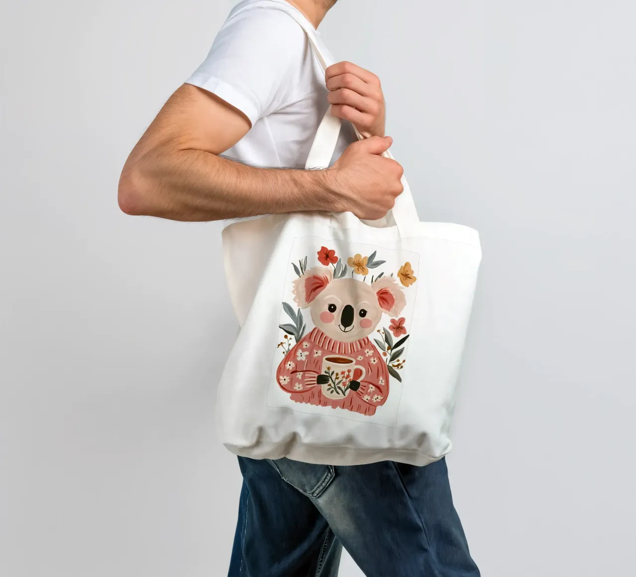 Simpatico Koala con tazza borsa in juta da IamHomeStudio