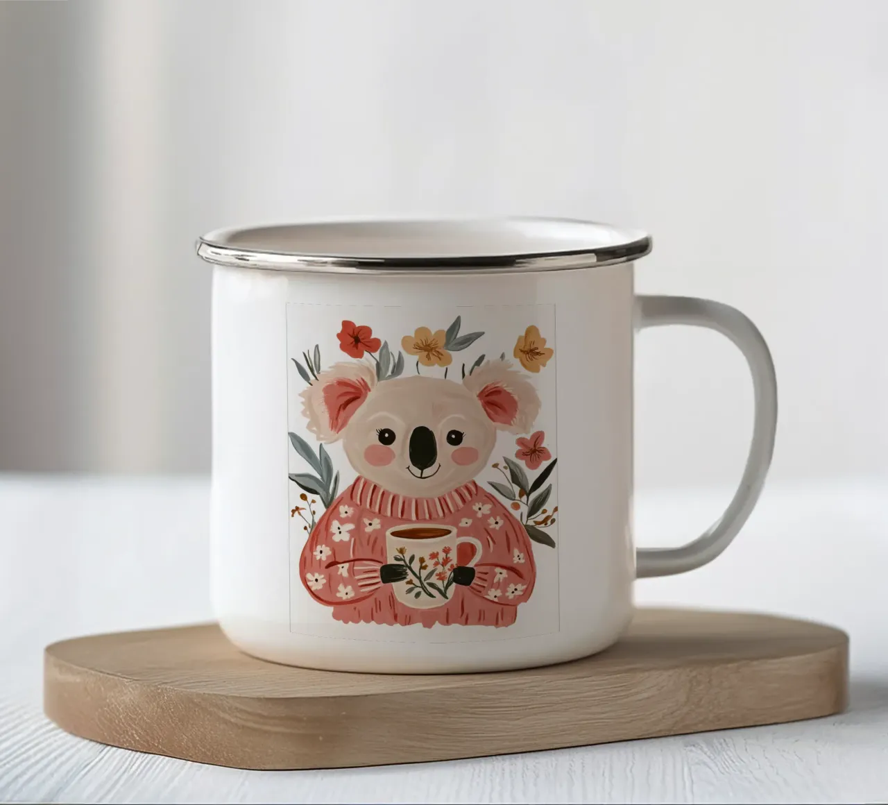 Mignon Koala avec tasse mug en émail de IamHomeStudio