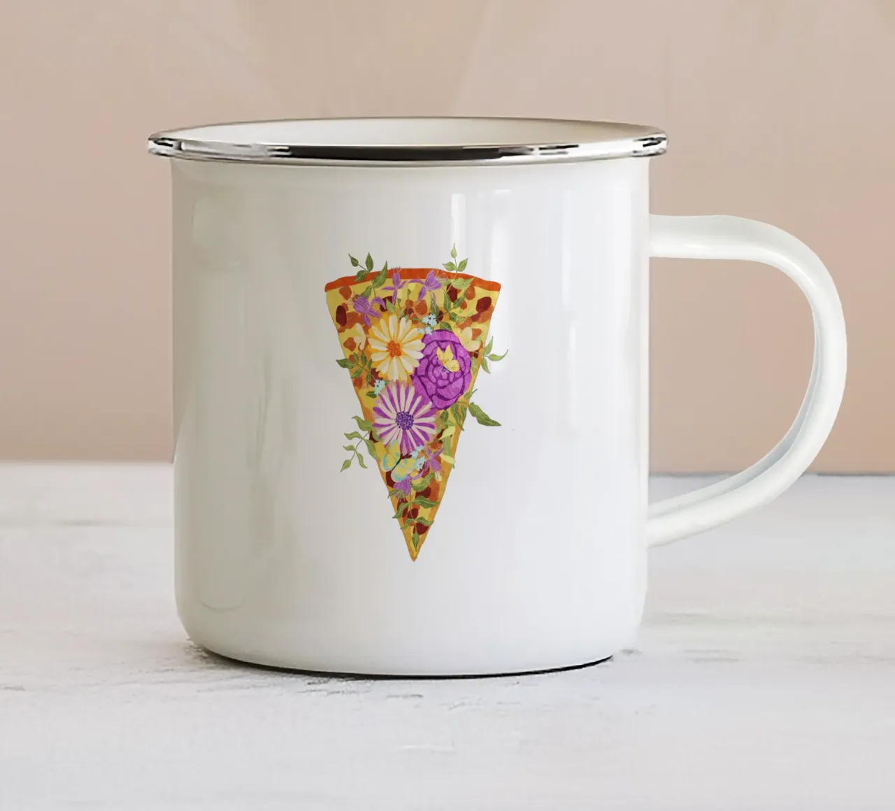 I love Pizza tazza in smalto da Illustration Raissa Oltmanns