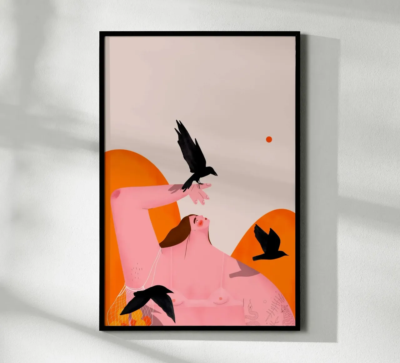 Oh.Ofi - Vogelfreundin poster con telaio in alluminio da The Artcircle