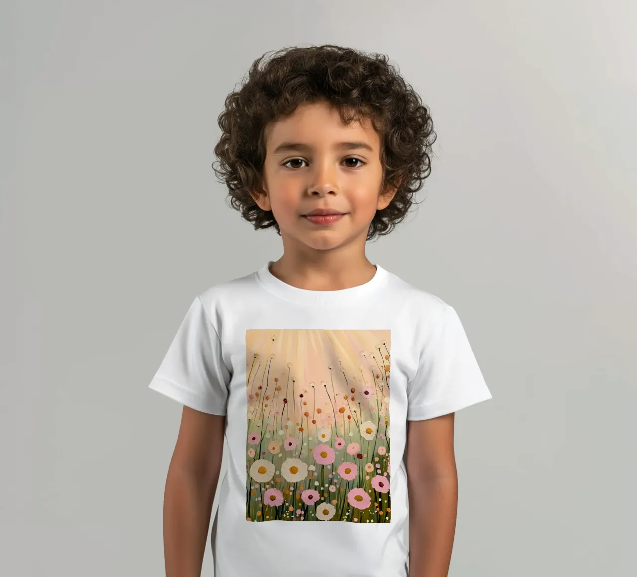 Pastel Blush Pink Wildflowers Field kids t-shirt by IamHomeStudio