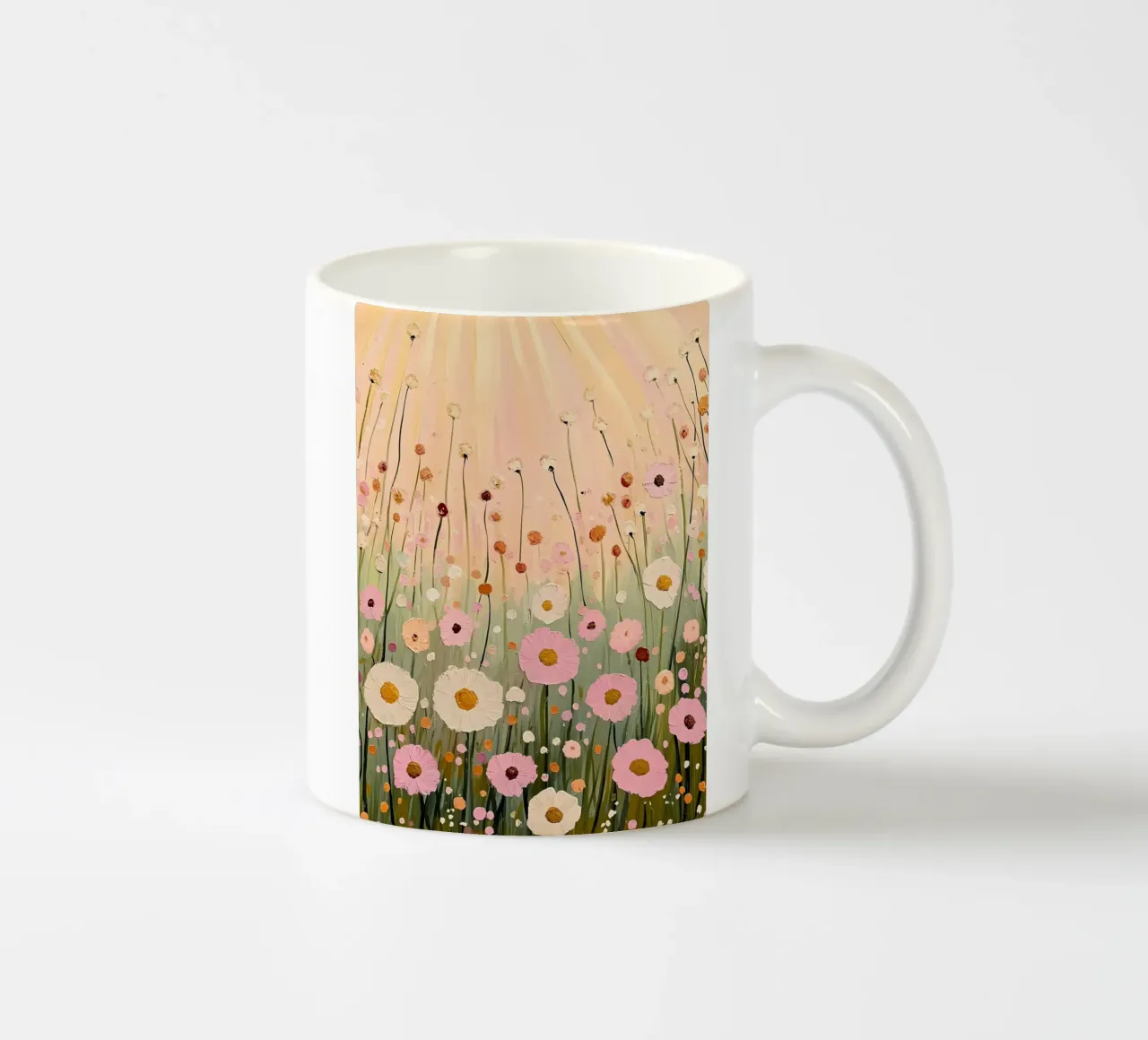 Campo di fiori selvatici rosa pastello tazza in ceramica da IamHomeStudio