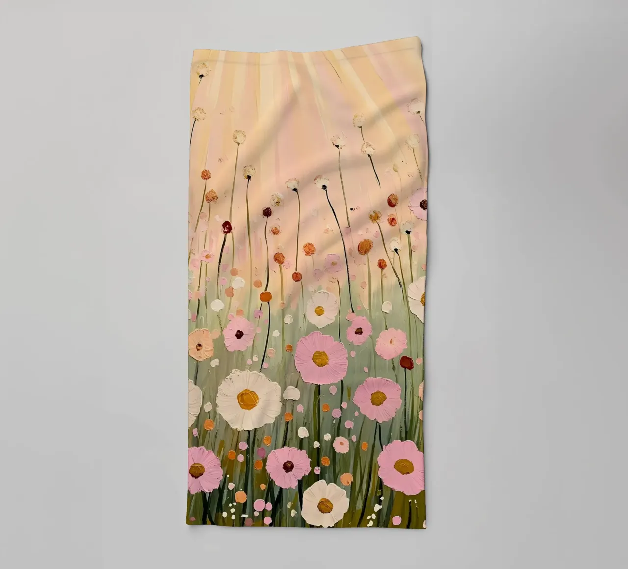 Pastel Blush Pink Wildflowers Field towel by IamHomeStudio