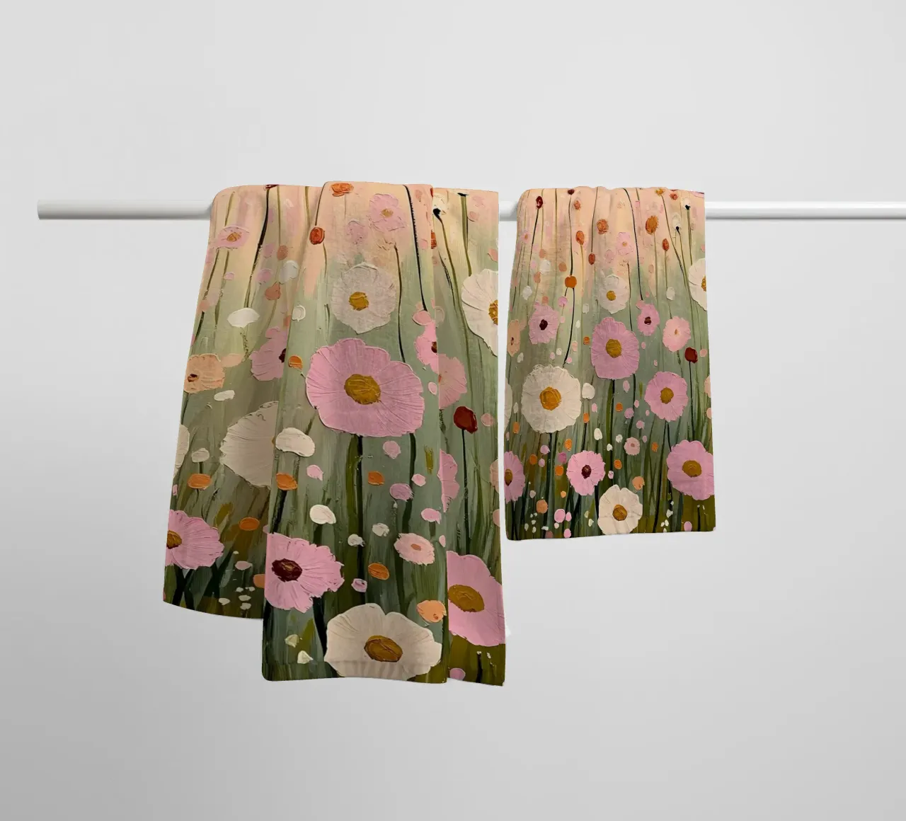 Pastel Blush Pink Wildflowers Field towel by IamHomeStudio