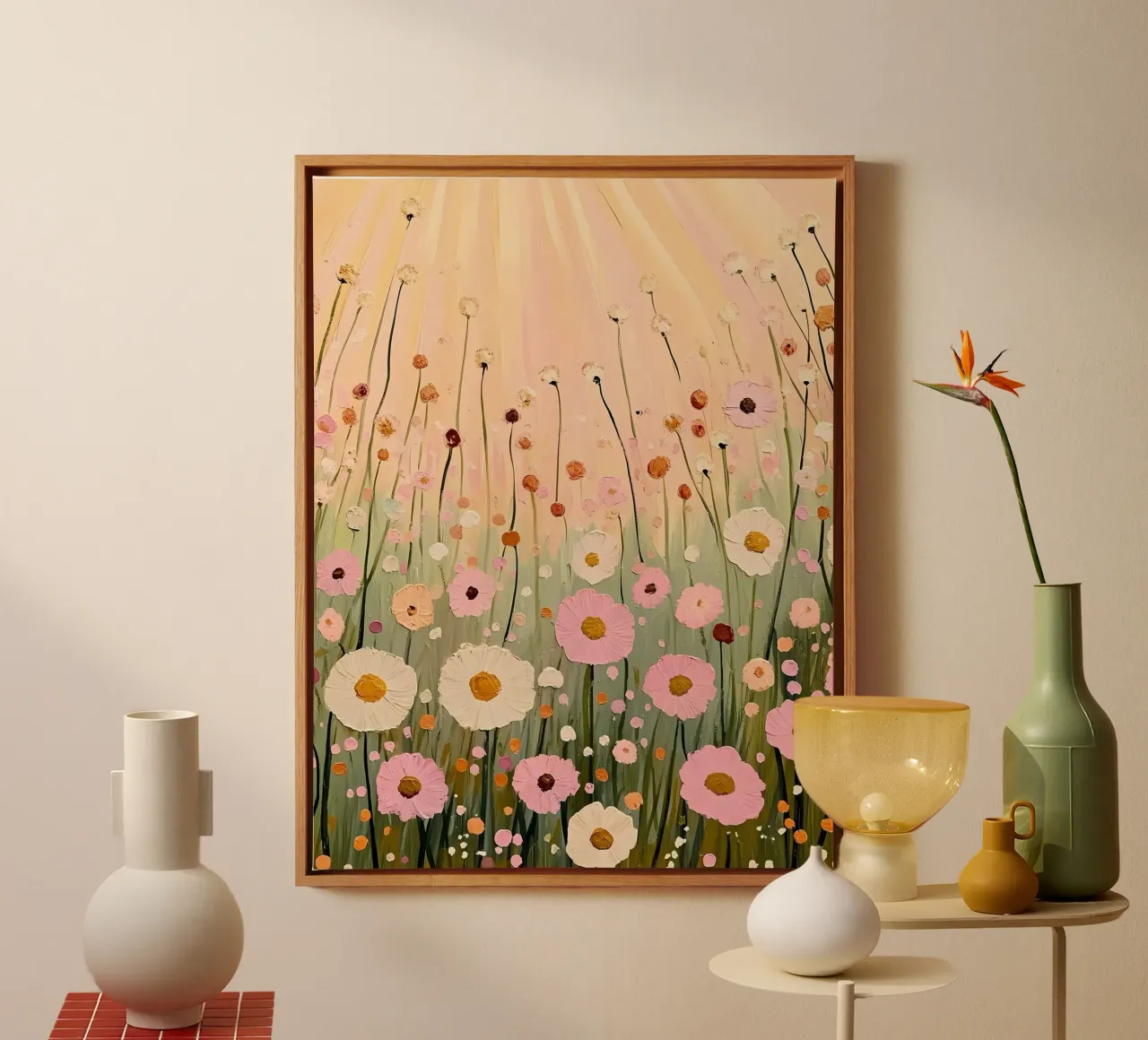 Pastel Blush Pink Wildflowers Field canvas by IamHomeStudio