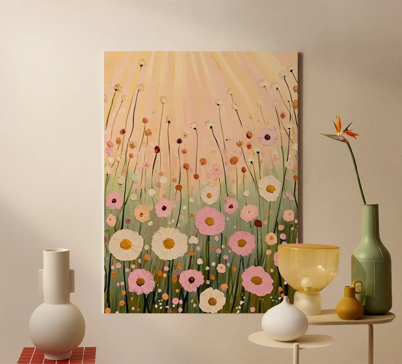 Pastel Blush Pink Wildflowers Field canvas by IamHomeStudio