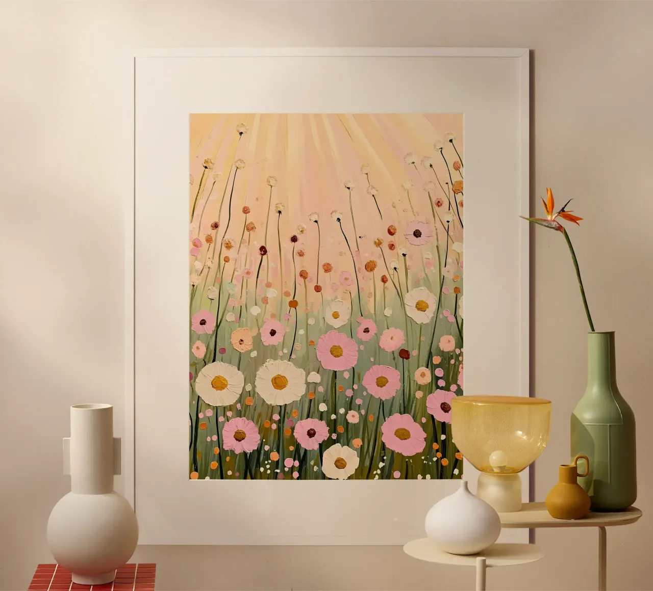 Campo di fiori selvatici rosa pastello carta hahnemühle da IamHomeStudio