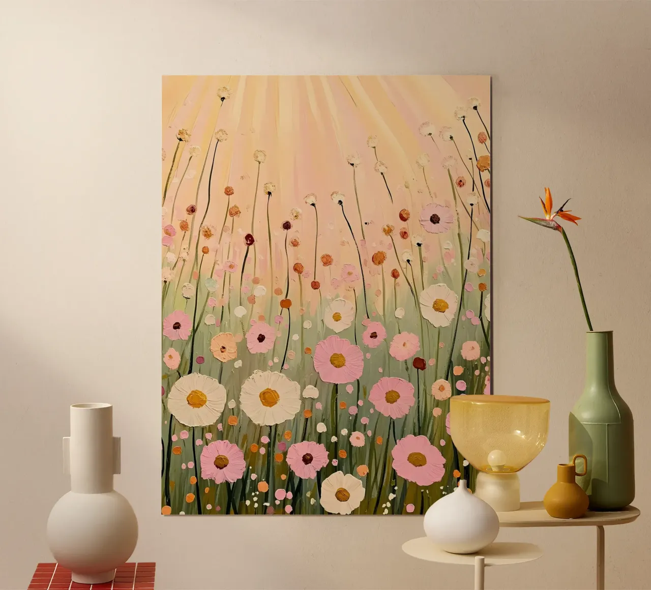 Campo di fiori selvatici rosa pastello carta hahnemühle da IamHomeStudio