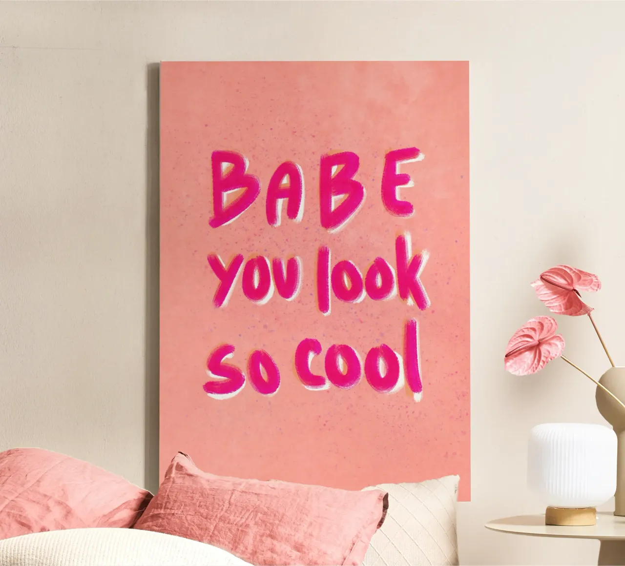 Babe you look so cool - handlettering tela con Cornice a cassetta da Illustration Raissa Oltmanns