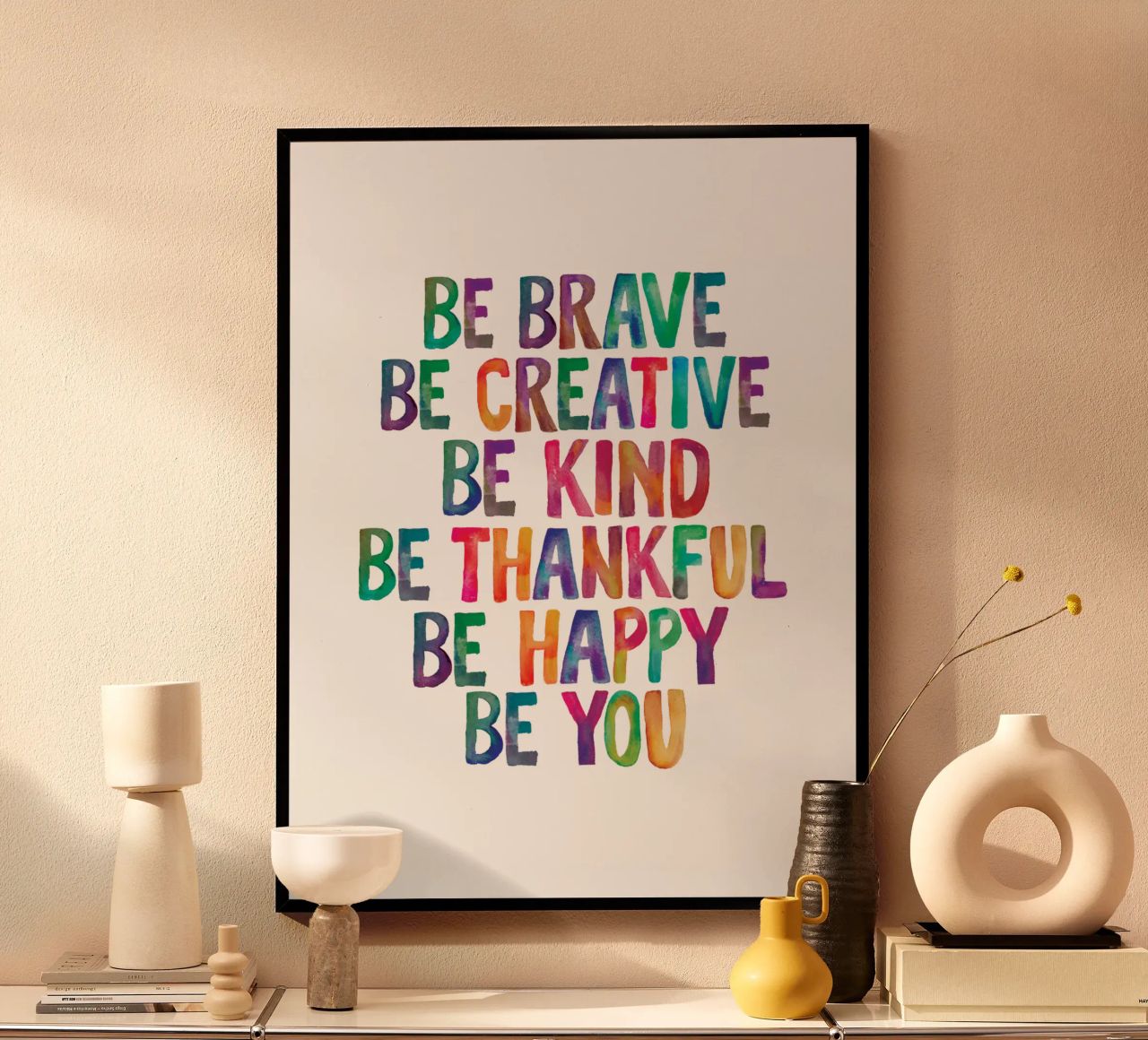 Sei mutig Sei kreativ Sei freundlich Sei dankbar Sei glücklich Sei du Poster von THE MOTIVATED TYPE