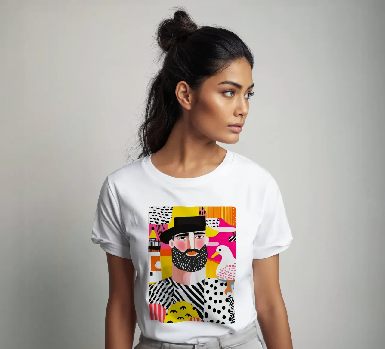 Impressioni marittime con pescatore, gabbiano e faro t-shirt da Autofocus