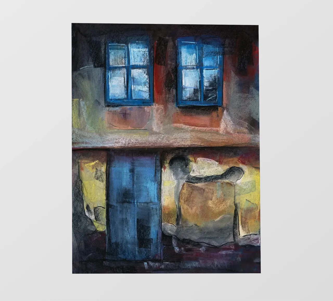 Pastel Drawing of an Old House Facade telo in pvc da Stoian Hitrov