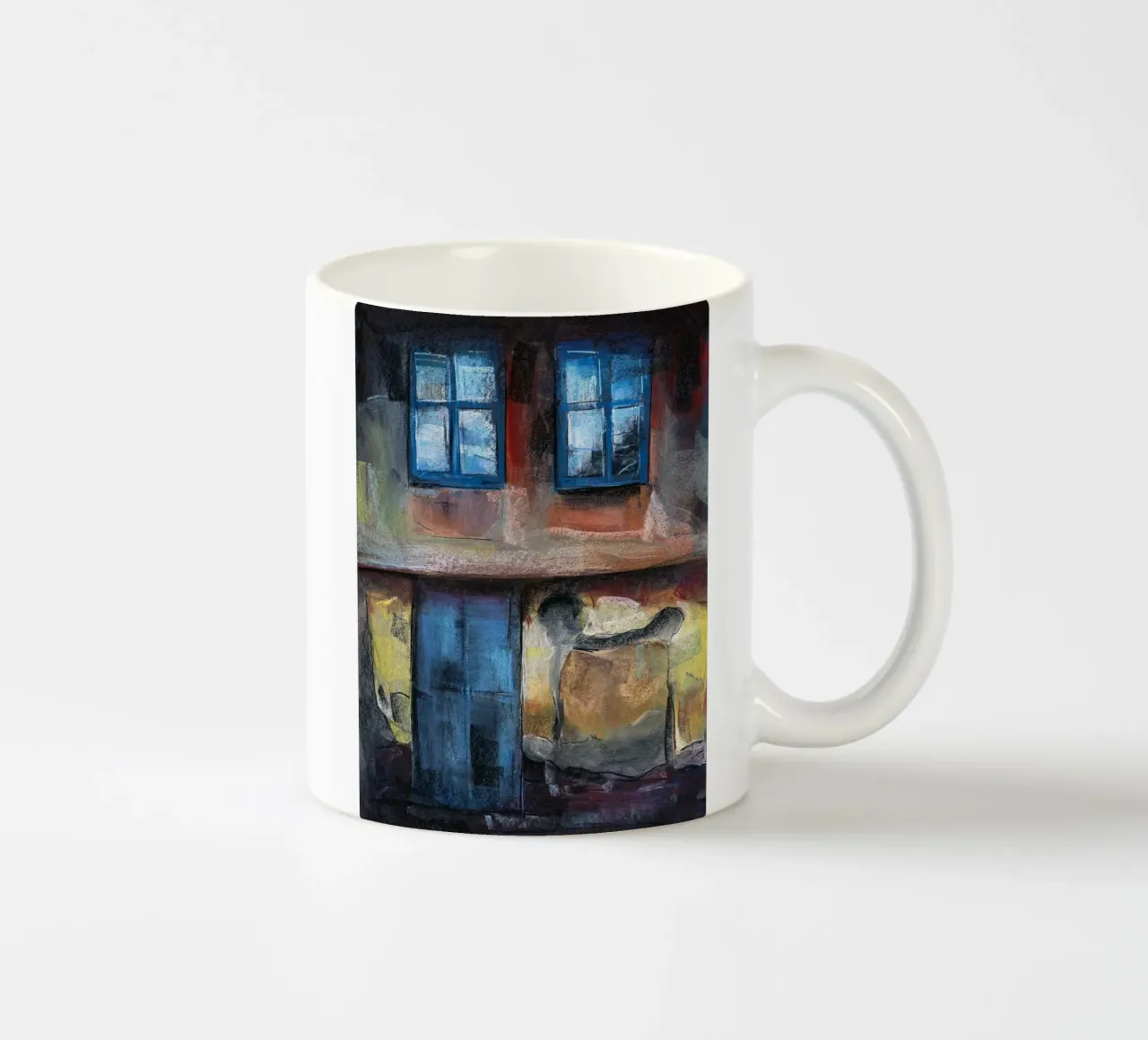 Pastel Drawing of an Old House Facade tazza in ceramica da Stoian Hitrov