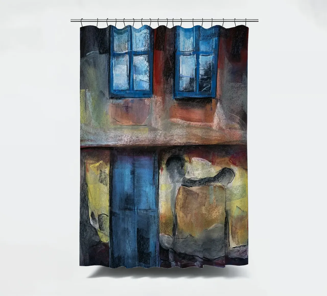 Pastel Drawing of an Old House Facade tenda da doccia da Stoian Hitrov