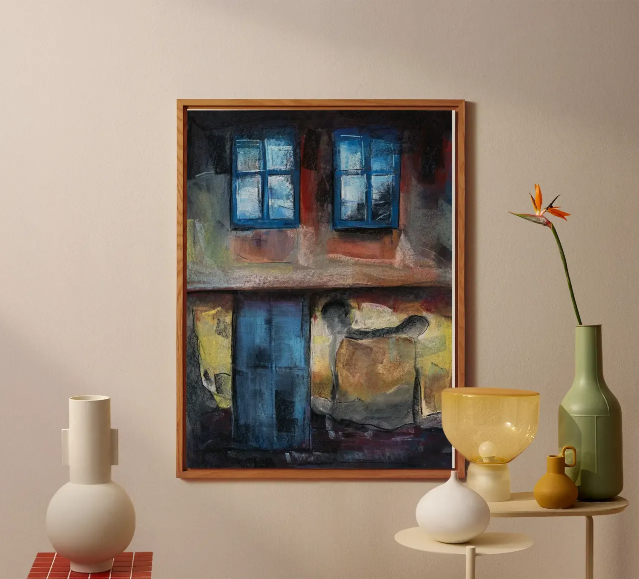Pastel Drawing of an Old House Facade pannello forex da Stoian Hitrov