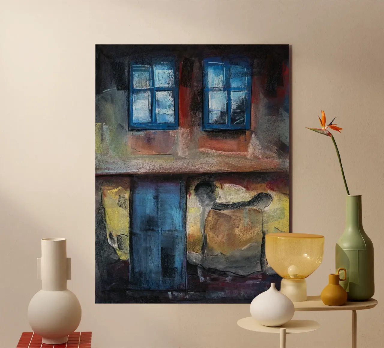 Pastel Drawing of an Old House Facade pannello forex da Stoian Hitrov
