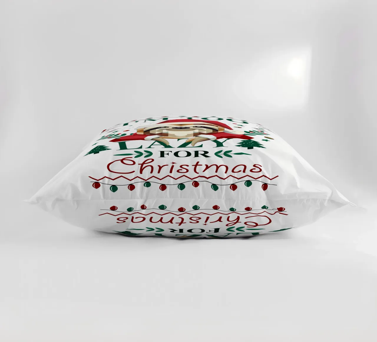 Ugly Christmas Style - Sloth in a Christmas hat decorative cushion by namosh