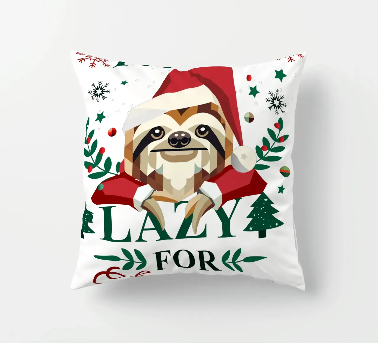 Ugly Christmas Style - Sloth in a Christmas hat decorative cushion by namosh