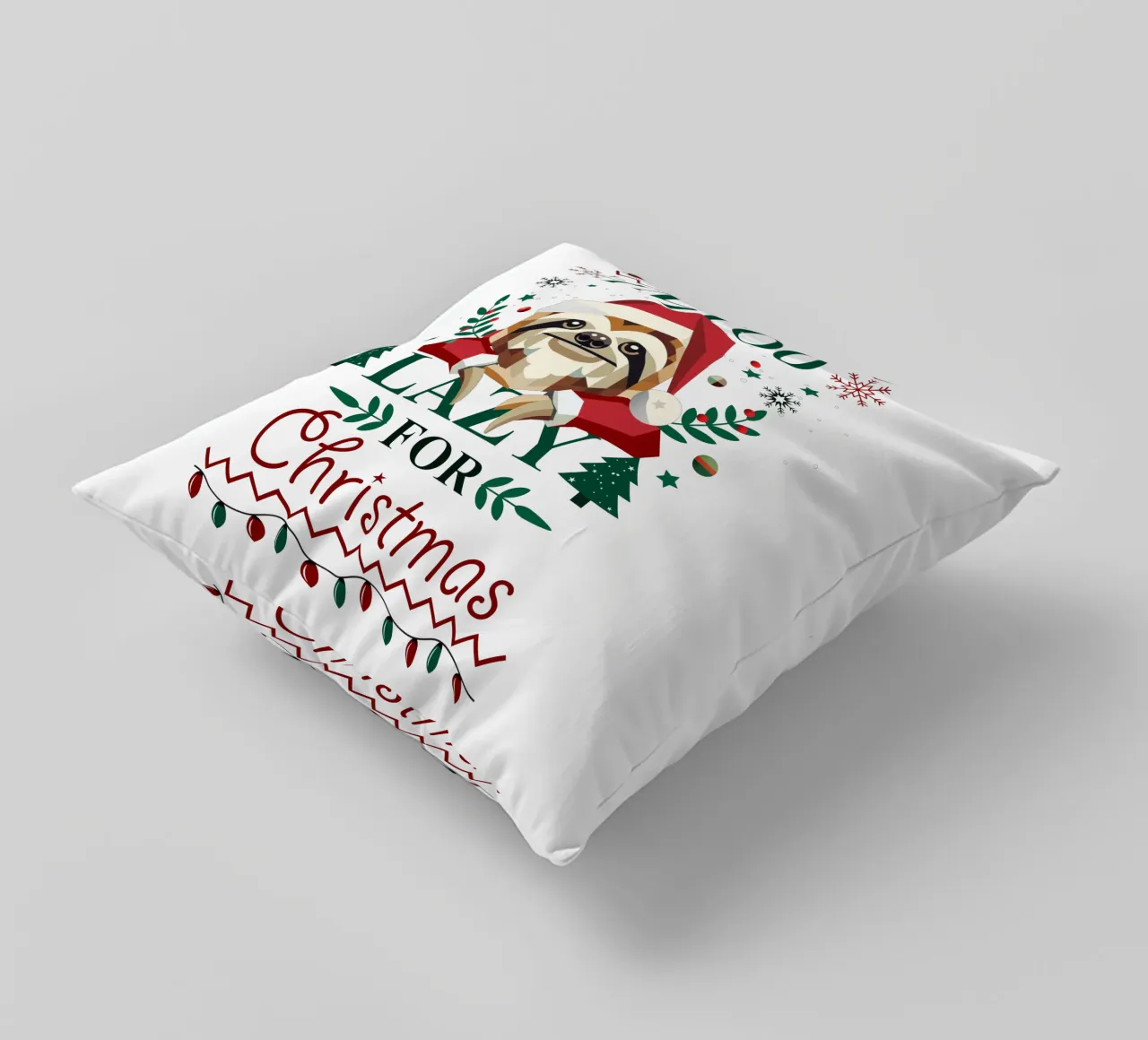 Ugly Christmas Style - Sloth in a Christmas hat decorative cushion by namosh