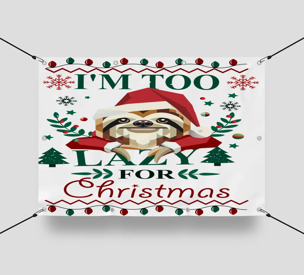 Ugly Christmas Style - Un perezoso con gorro de Navidad lonas publicitarias de namosh