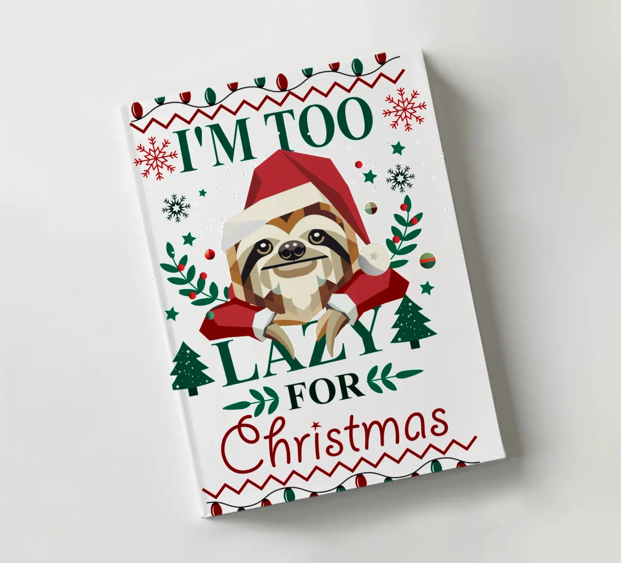 Ugly Christmas Style - Sloth in a Christmas hat notebook by namosh