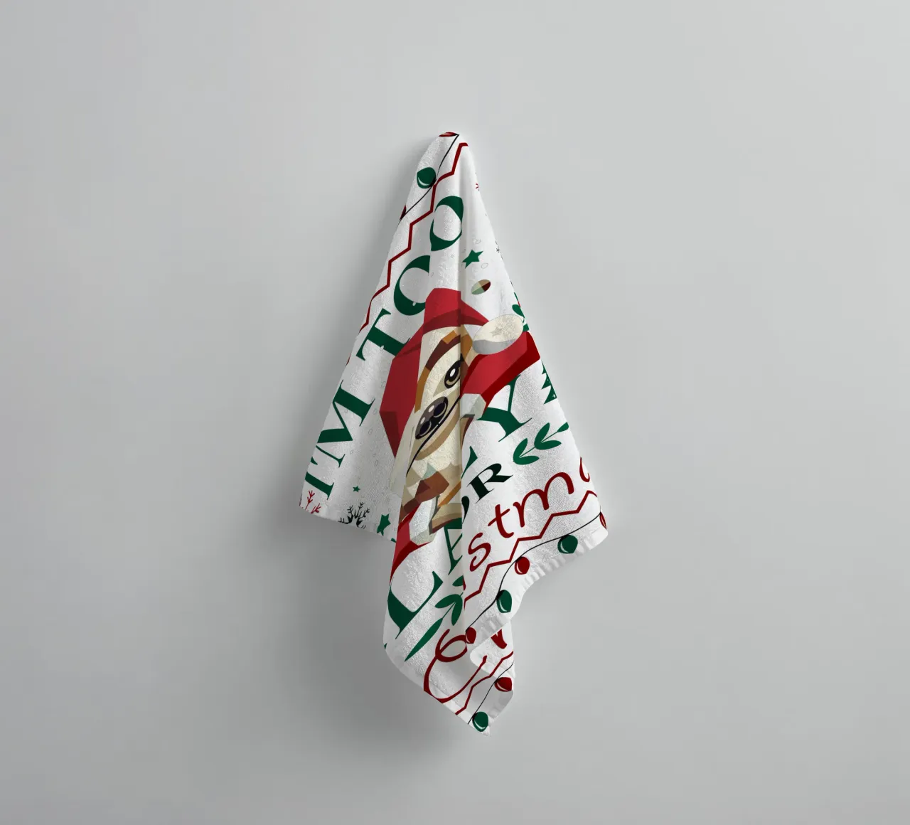 Ugly Christmas Style - Sloth in a Christmas hat towel by namosh