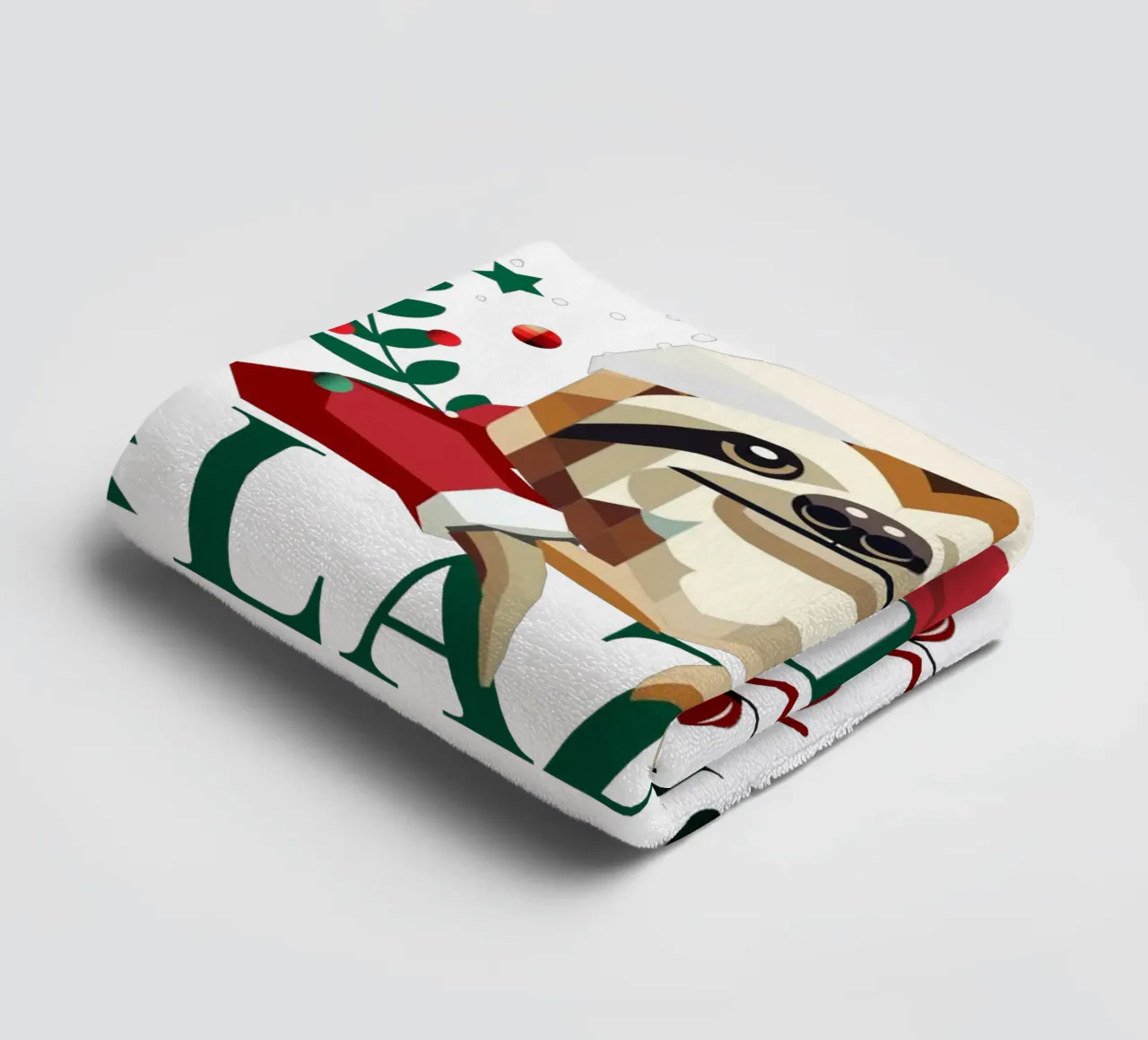 Ugly Christmas Style - Sloth in a Christmas hat towel by namosh