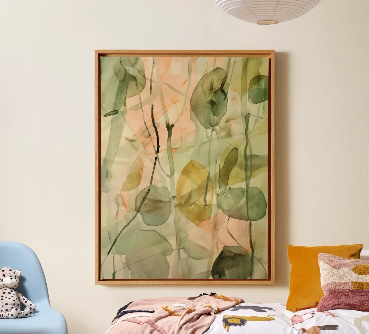 Pastel Green Pattern tela con Cornice a cassetta da treechild
