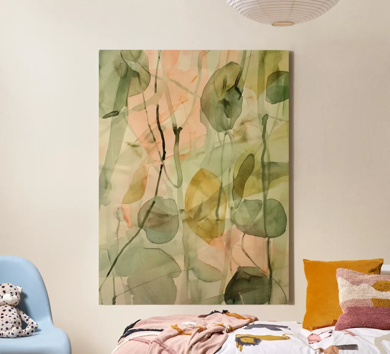 Pastel Green Pattern tela con Cornice a cassetta da treechild