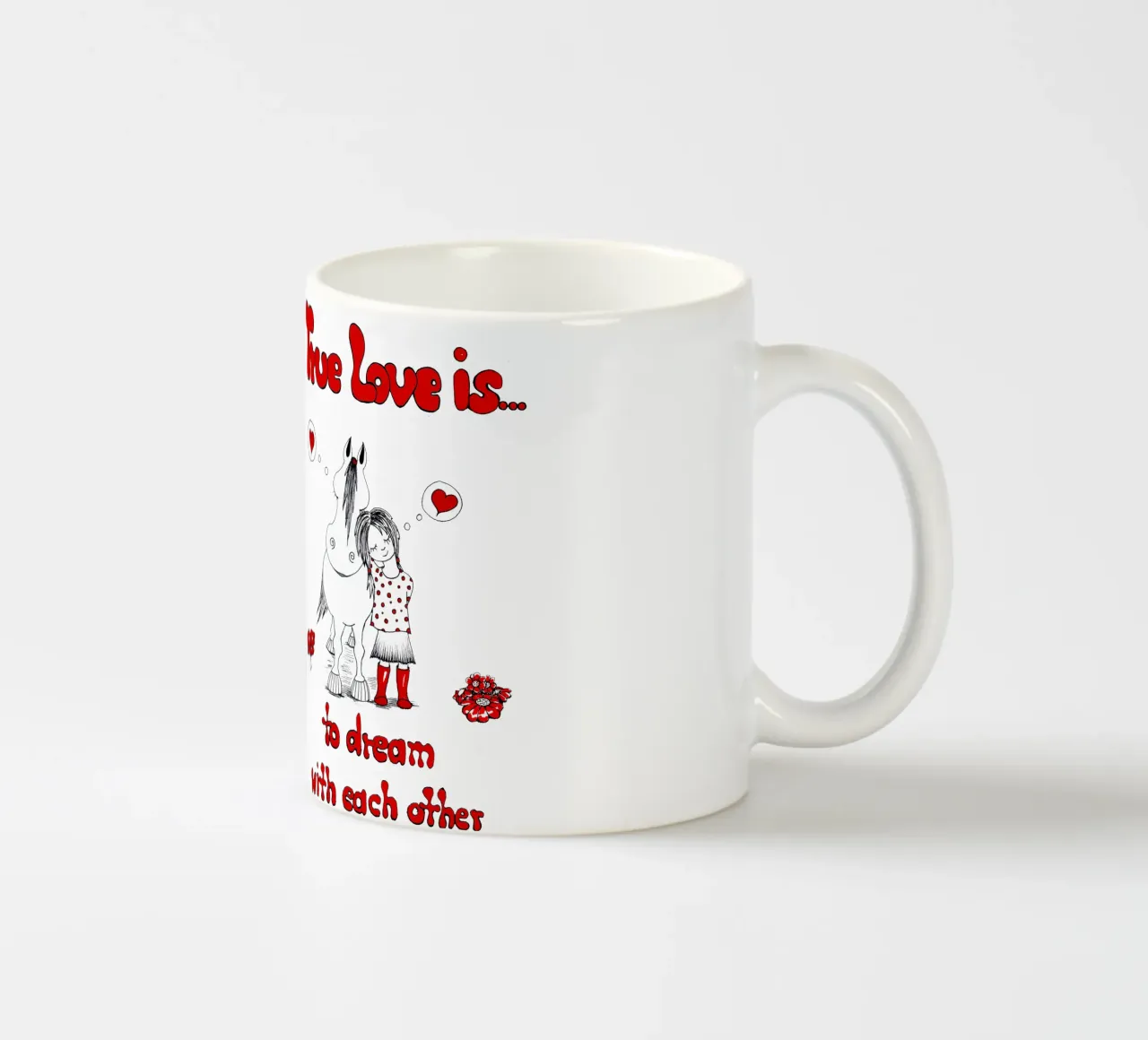 "True Love is to dream with each other", Pferde, Mädchen tazza in ceramica da Pferdemädchen
