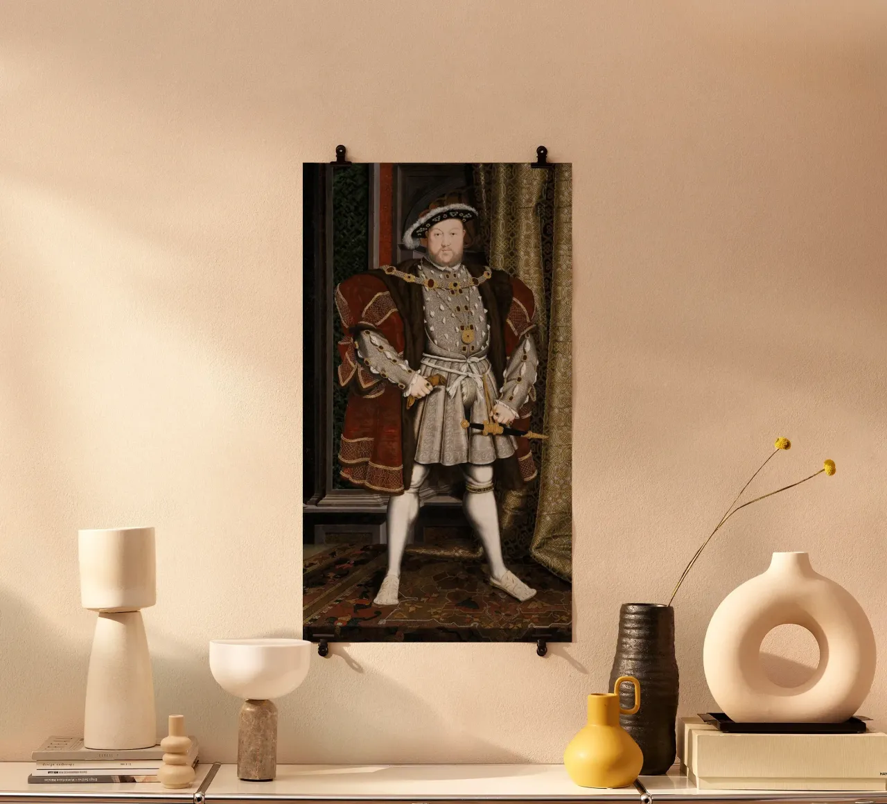 Ritratto di Enrico VIII - Bottega di Hans Holbein il Giovane poster con telaio in legno da William Store