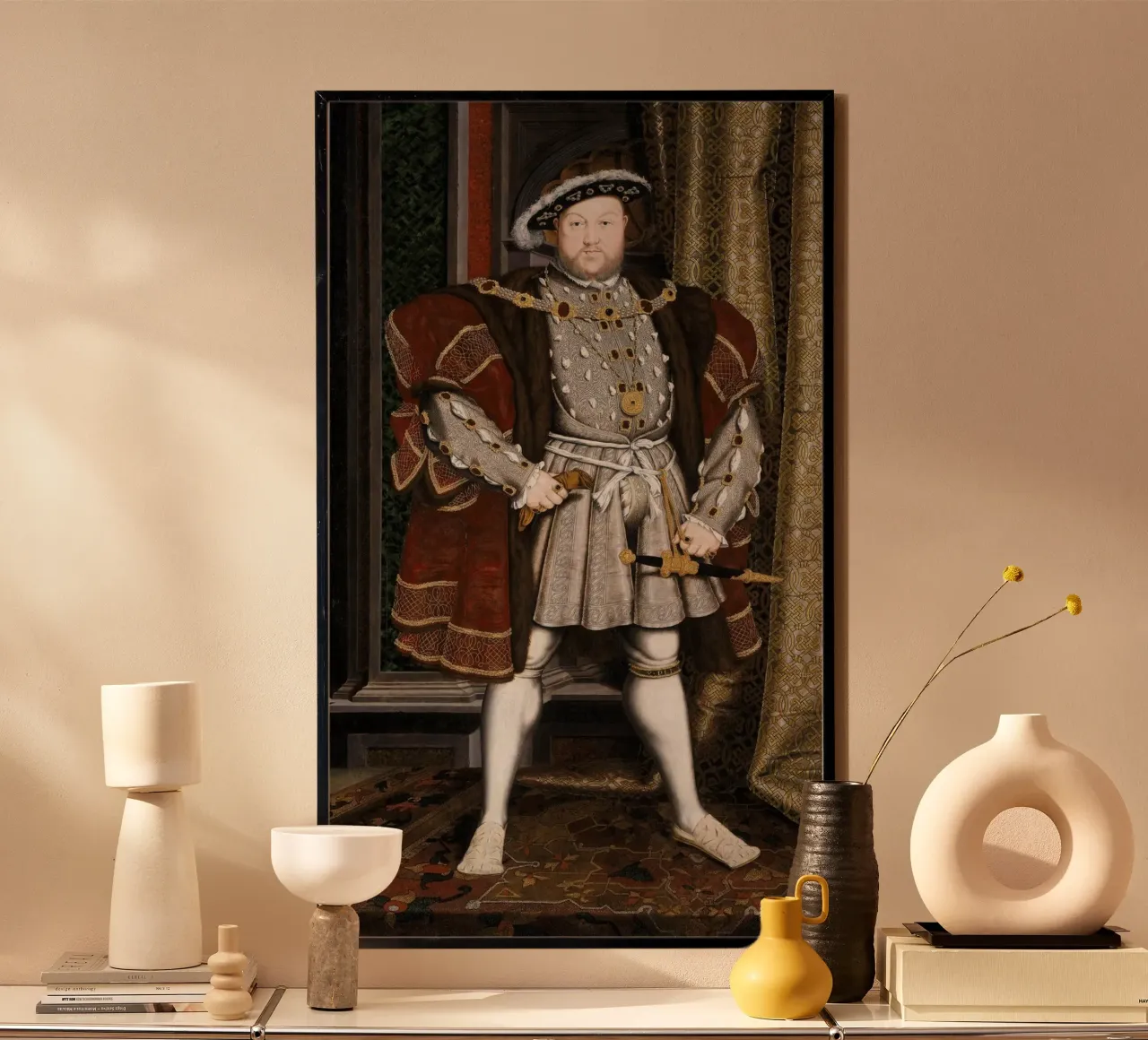 Ritratto di Enrico VIII - Bottega di Hans Holbein il Giovane poster con telaio in legno da William Store