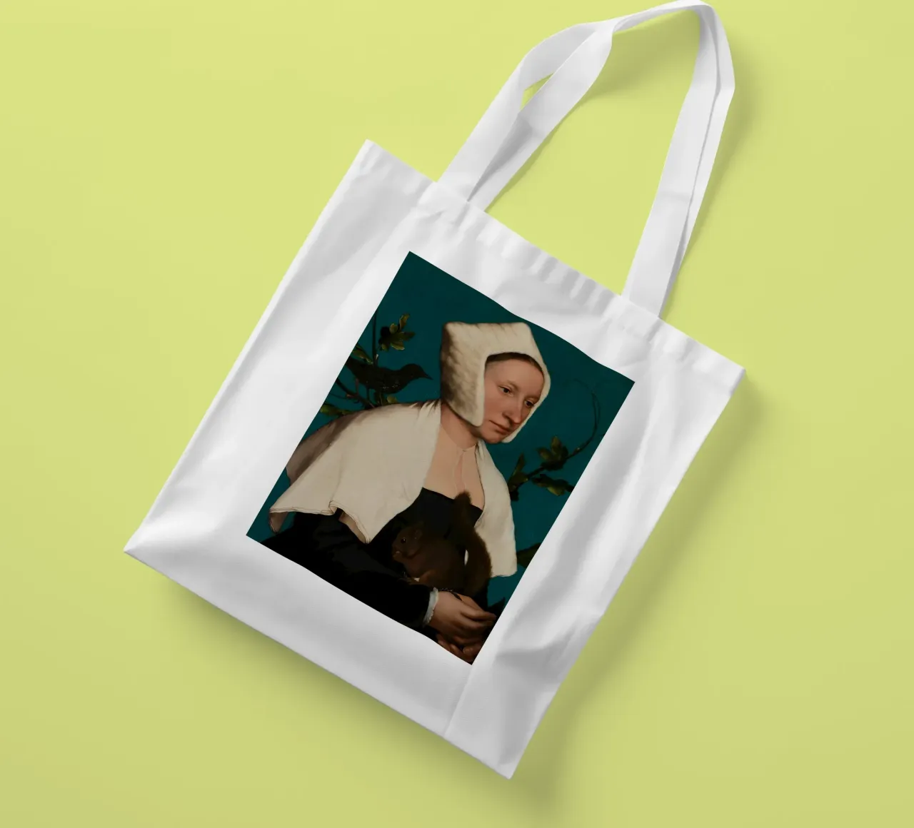 Portrait of a Lady with a Squirrel and a Starling tote bag by William Store