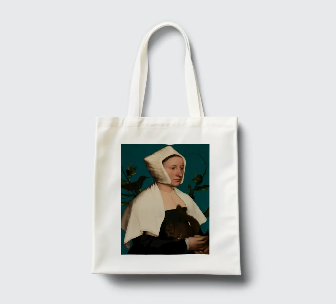 Portrait of a Lady with a Squirrel and a Starling tote bag by William Store