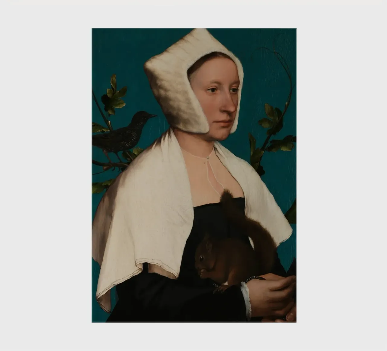 Portrait d'une dame avec un écureuil et un étourneau carnet de notes de William Store