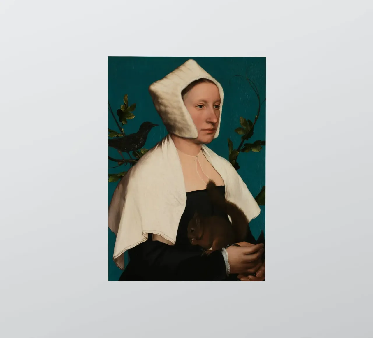Portrait d'une dame avec un écureuil et un étourneau autocollant de William Store
