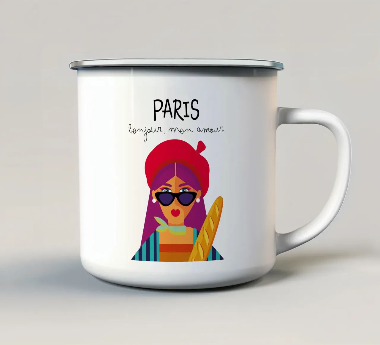 Bonjour Paris tazza in smalto da Ana Paniagua Design