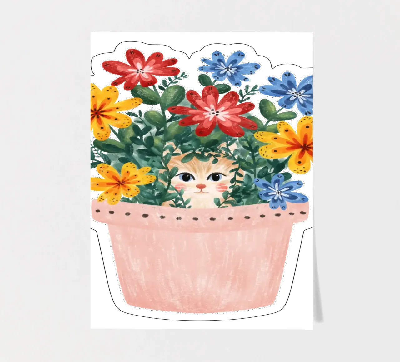 Monika Szczerbinska - Katze im Blumentopf sticker sheet by The Artcircle