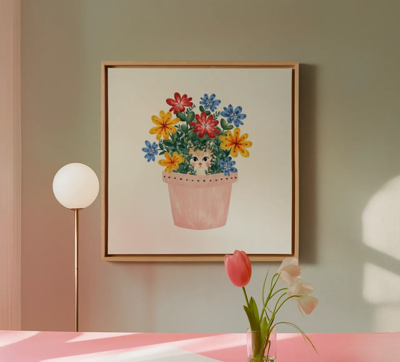 Monika Szczerbinska - Katze im Blumentopf tela con Cornice a cassetta da The Artcircle