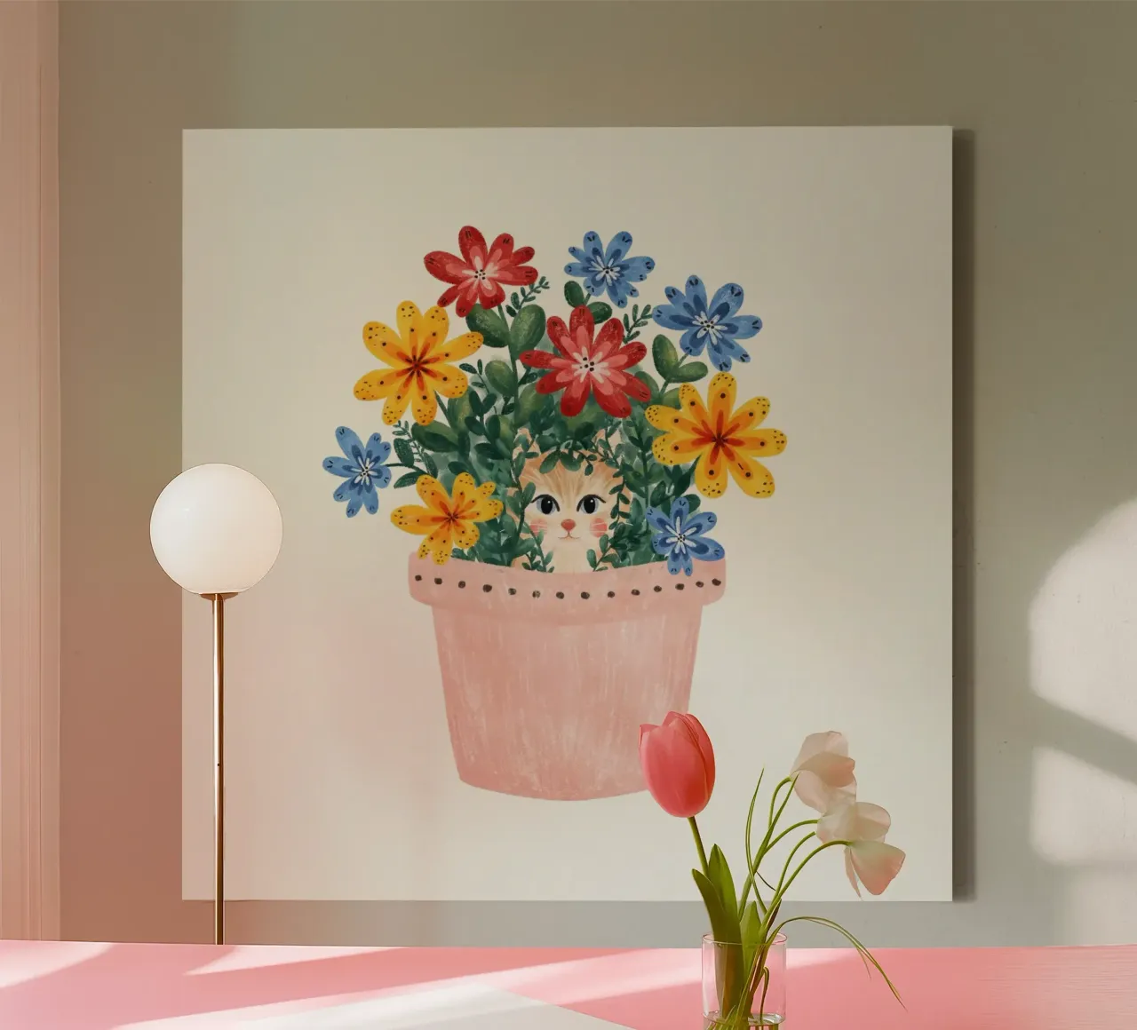 Monika Szczerbinska - Katze im Blumentopf tela con Cornice a cassetta da The Artcircle