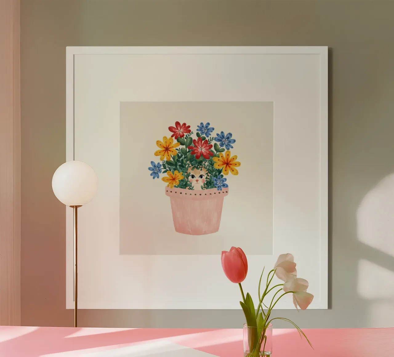 Monika Szczerbinska - Katze im Blumentopf carta hahnemühle da The Artcircle