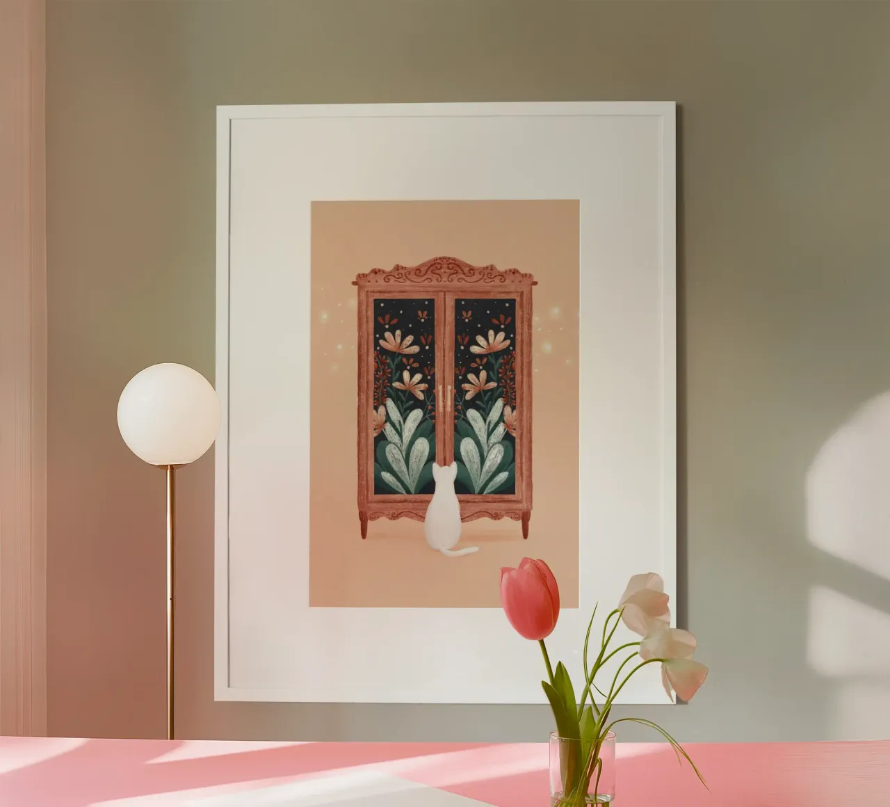 Monika Szczerbinska - Verträumte Katze poster con telaio in alluminio da The Artcircle