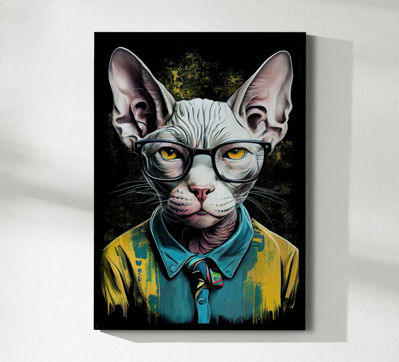 Gatto hipster Ziggy arte animale carta hahnemühle da Justyna Jaszke JBJart