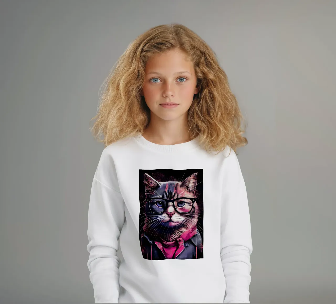 Gatto hipster Willow animal art felpa bambino da Justyna Jaszke JBJart