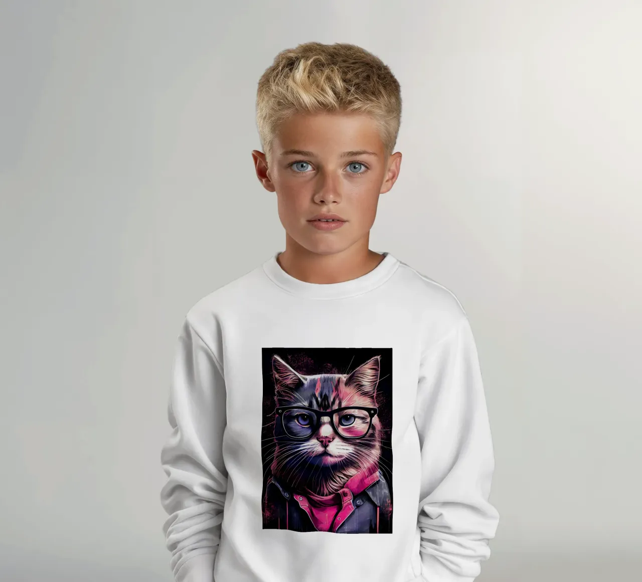 Gatto hipster Willow animal art felpa bambino da Justyna Jaszke JBJart